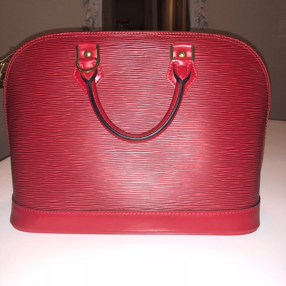Louis Vuitton Alma Handbag Red Epi Leather